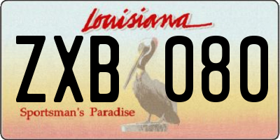 LA license plate ZXB080