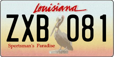 LA license plate ZXB081