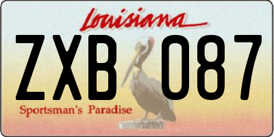 LA license plate ZXB087