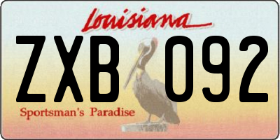 LA license plate ZXB092