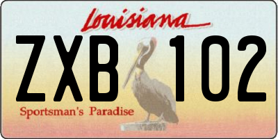 LA license plate ZXB102