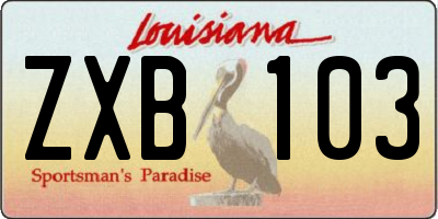 LA license plate ZXB103