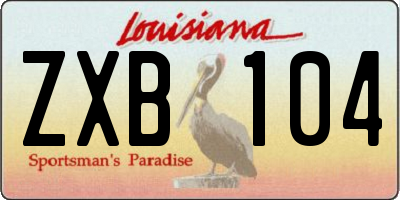 LA license plate ZXB104