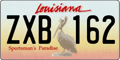 LA license plate ZXB162