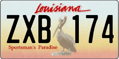 LA license plate ZXB174