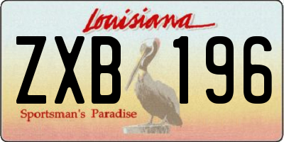 LA license plate ZXB196
