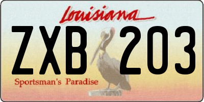 LA license plate ZXB203