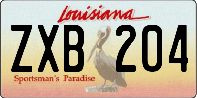 LA license plate ZXB204