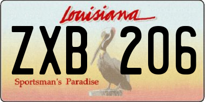 LA license plate ZXB206