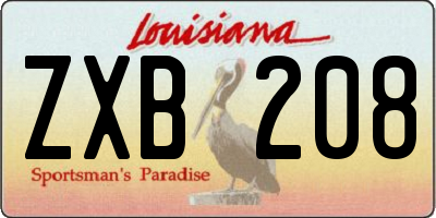 LA license plate ZXB208