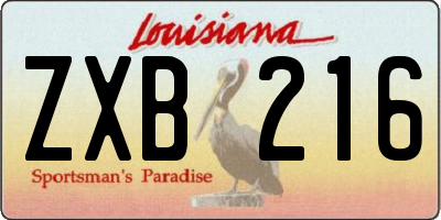 LA license plate ZXB216