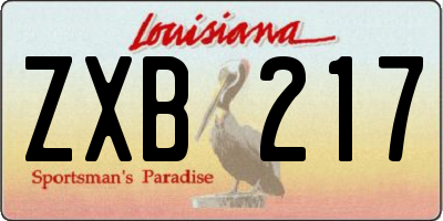 LA license plate ZXB217