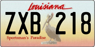 LA license plate ZXB218