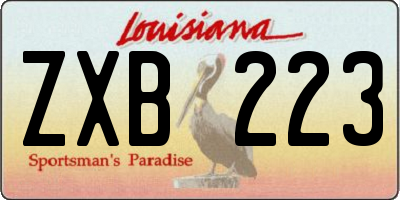 LA license plate ZXB223