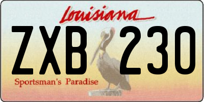 LA license plate ZXB230