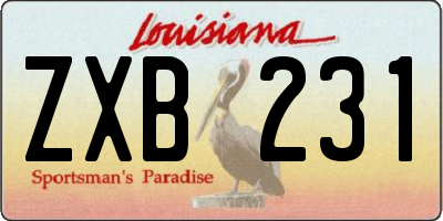 LA license plate ZXB231