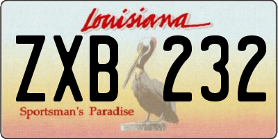 LA license plate ZXB232
