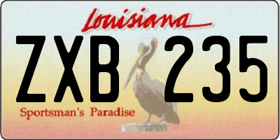 LA license plate ZXB235