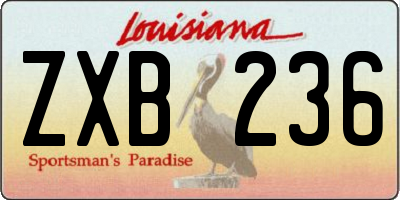 LA license plate ZXB236