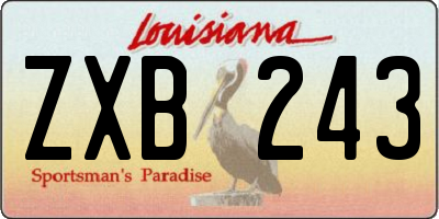 LA license plate ZXB243