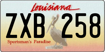 LA license plate ZXB258