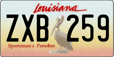 LA license plate ZXB259