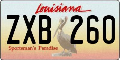 LA license plate ZXB260