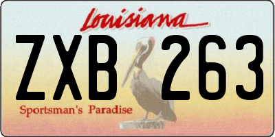 LA license plate ZXB263