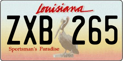 LA license plate ZXB265