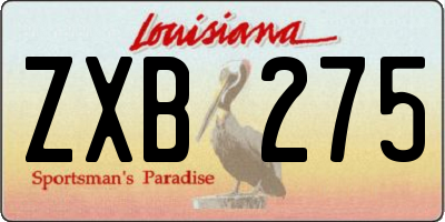 LA license plate ZXB275