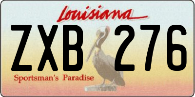 LA license plate ZXB276