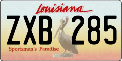 LA license plate ZXB285