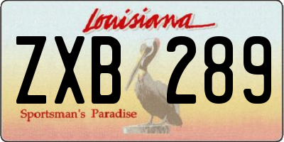 LA license plate ZXB289