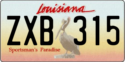 LA license plate ZXB315