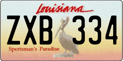 LA license plate ZXB334