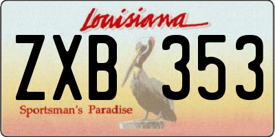 LA license plate ZXB353