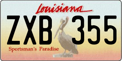 LA license plate ZXB355