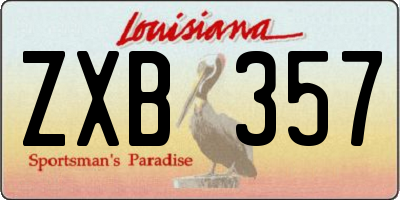 LA license plate ZXB357