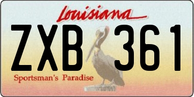 LA license plate ZXB361