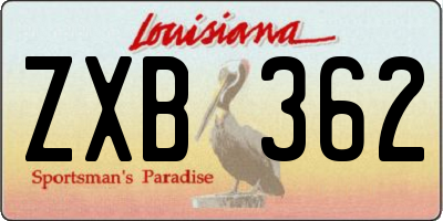 LA license plate ZXB362