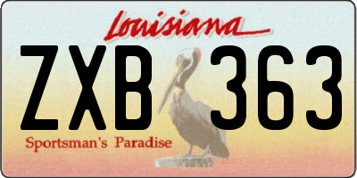 LA license plate ZXB363