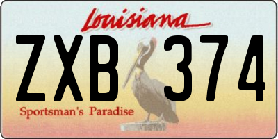 LA license plate ZXB374