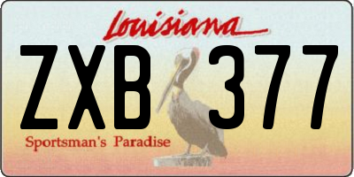 LA license plate ZXB377