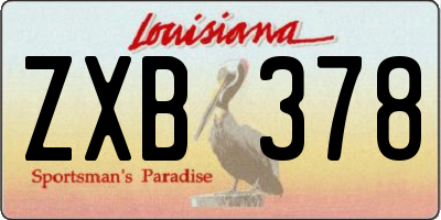 LA license plate ZXB378