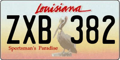 LA license plate ZXB382