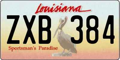 LA license plate ZXB384