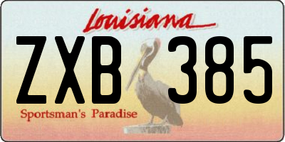 LA license plate ZXB385