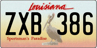 LA license plate ZXB386