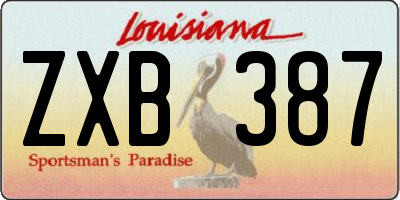LA license plate ZXB387