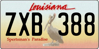 LA license plate ZXB388